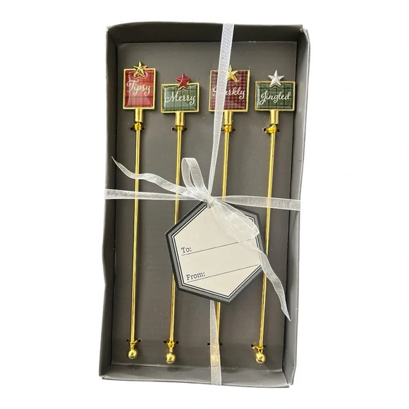 Thirstystone Other - Cambridge Silversmiths Set of 4 Plaid Enamel Swizzle Sticks 7.6”